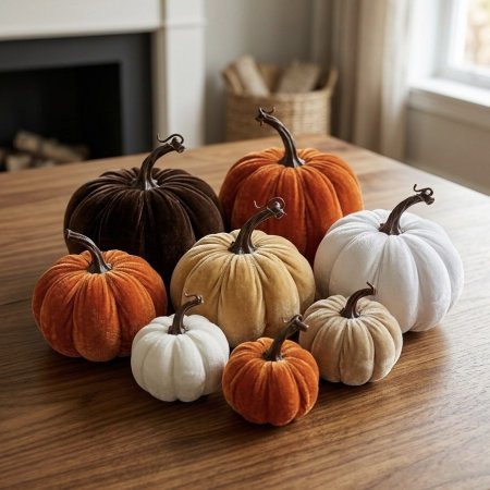 يقطينة ديكور مخملية محشوة فلين بأحجام متعددة